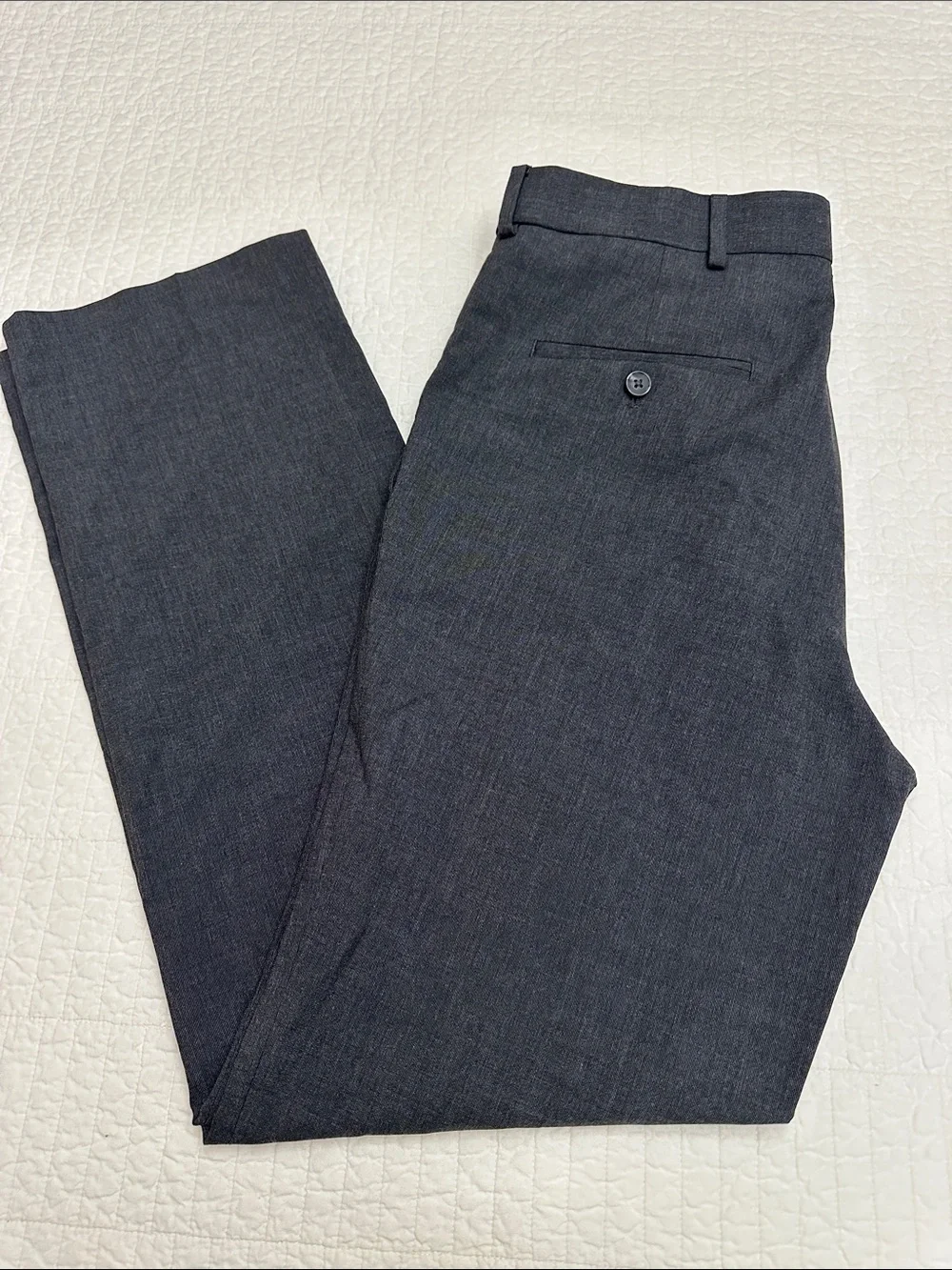 Saddlebred Dress Pants 32x32 Classic Straight-Leg Dress Pants in Charcoal Gray